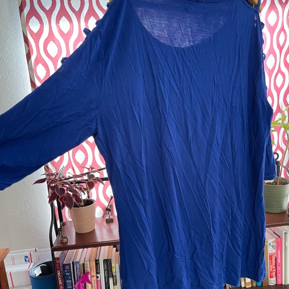 CABLE & GAUGE Blue half sleeve blouse in size XL - Picture 2 of 5